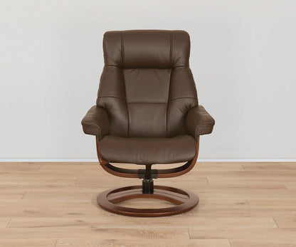 Fauteuil inclinable et repose-pieds en cuir Aksel