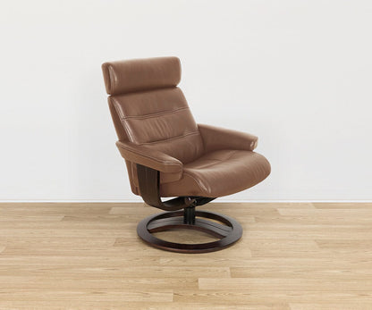 Fauteuil inclinable et ottoman en cuir Oswin