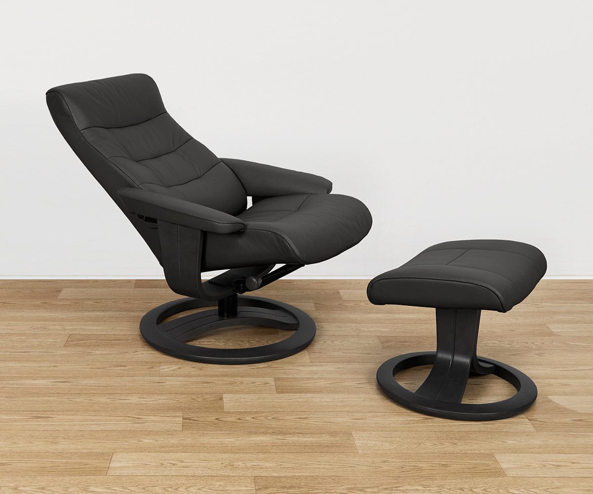 Fauteuil inclinable et ottoman en cuir Hans