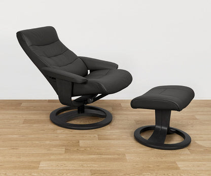 Fauteuil inclinable et ottoman en cuir Hans