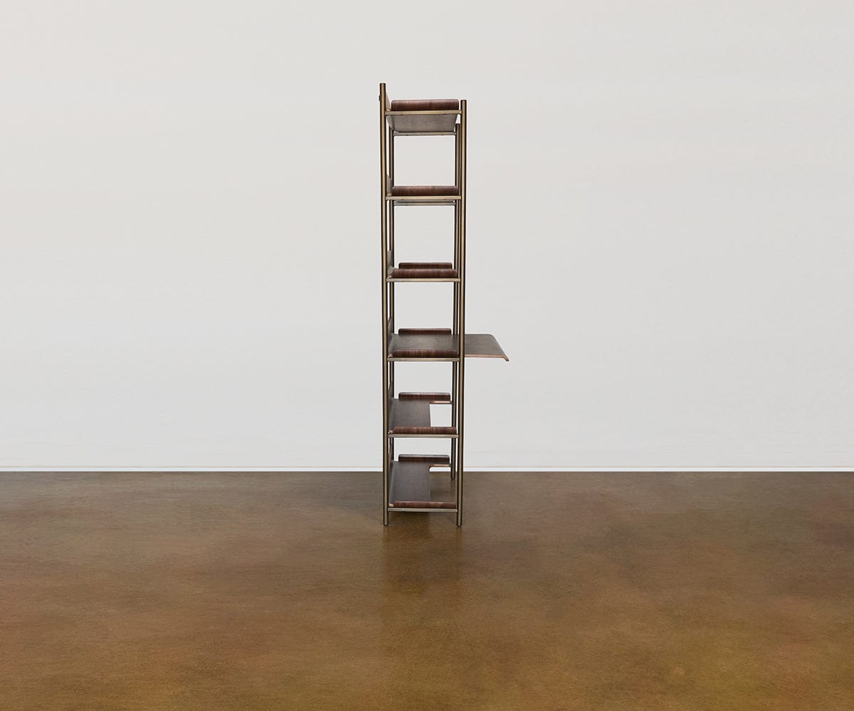 Freya 6 étagères avec bureau - Noyer