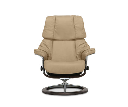 Fauteuil inclinable et ottoman Stressless® Reno avec base Signature - Sable