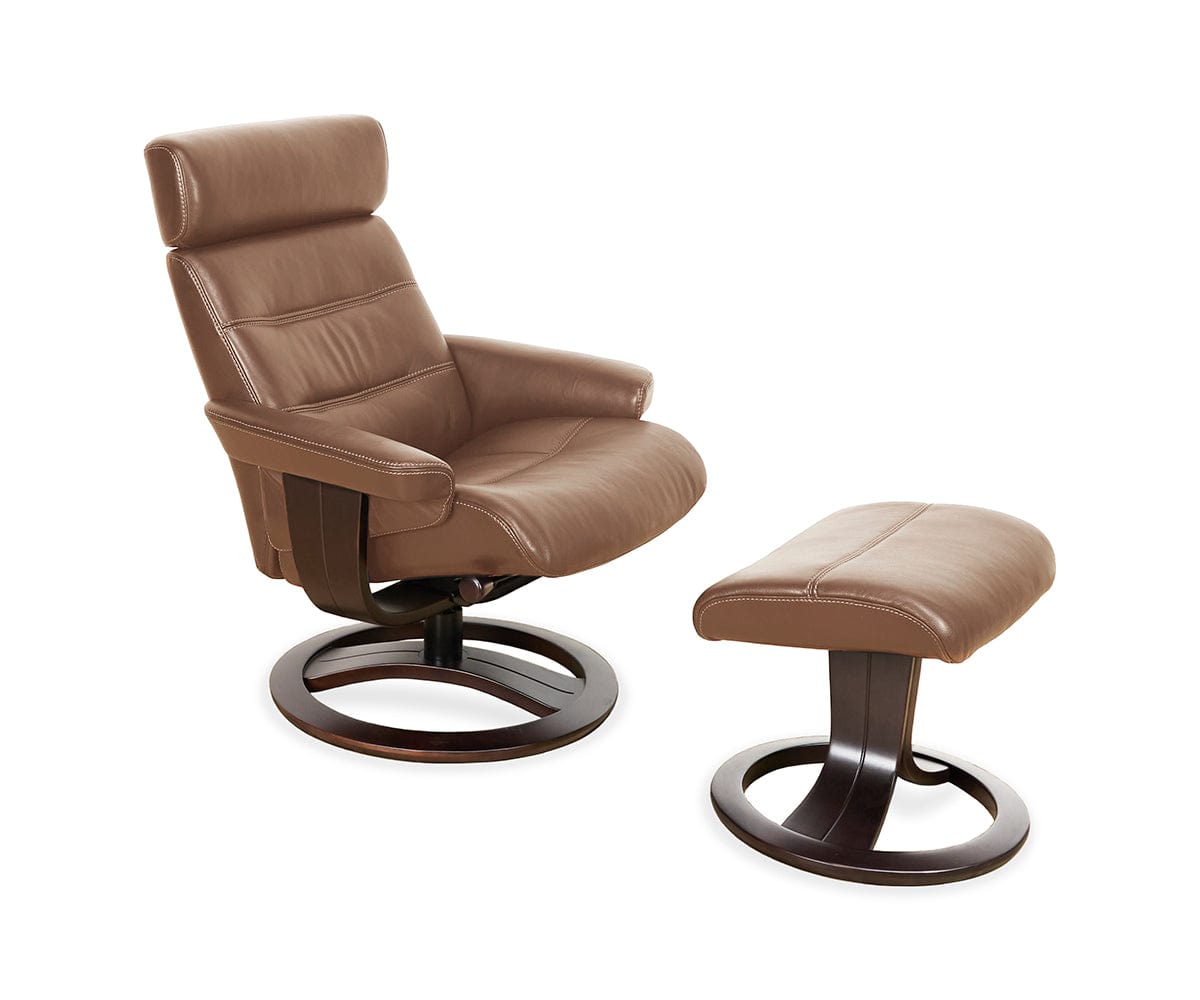 Fauteuil inclinable et ottoman en cuir Oswin