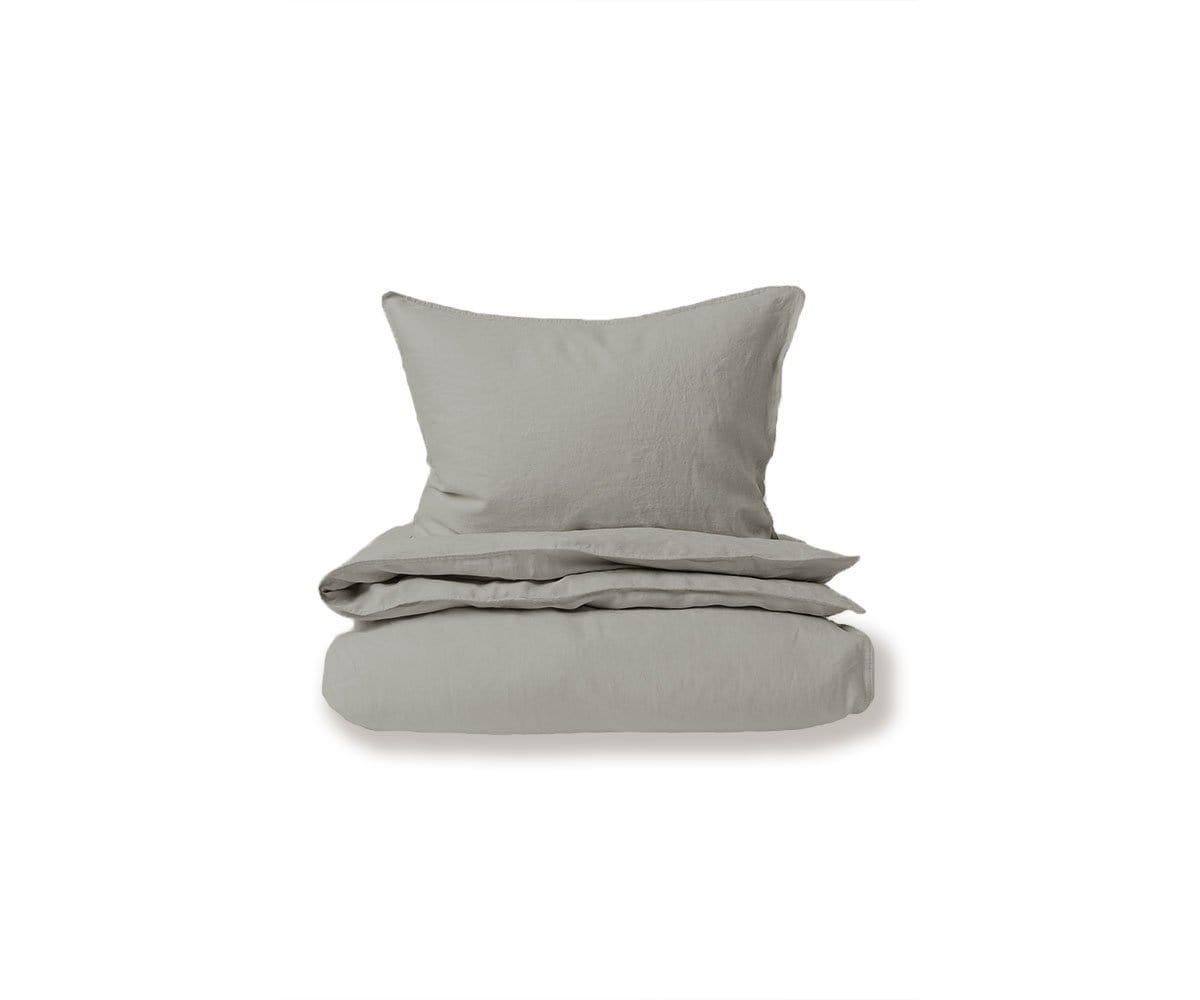 Parure housse de couette et taies d'oreiller en lin Laila - Gris