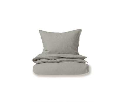Parure housse de couette et taies d'oreiller en lin Laila - Gris