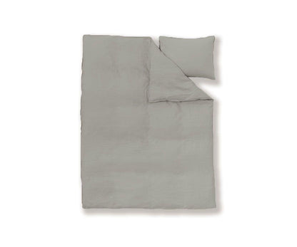 Parure housse de couette et taies d'oreiller en lin Laila - Gris