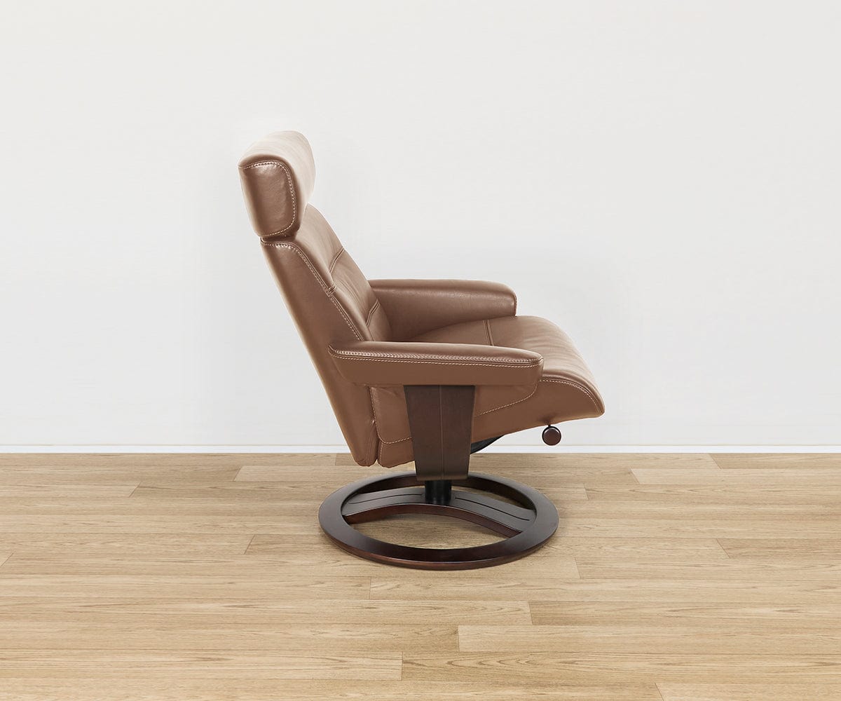 Fauteuil inclinable et ottoman en cuir Oswin