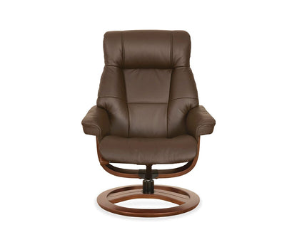 Fauteuil inclinable et repose-pieds en cuir Aksel