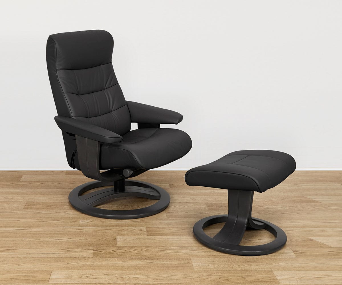 Fauteuil inclinable et ottoman en cuir Hans