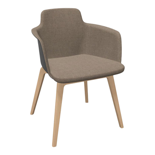 Fauteuil Tono - Assise et dossier rembourrés - Pieds en bois